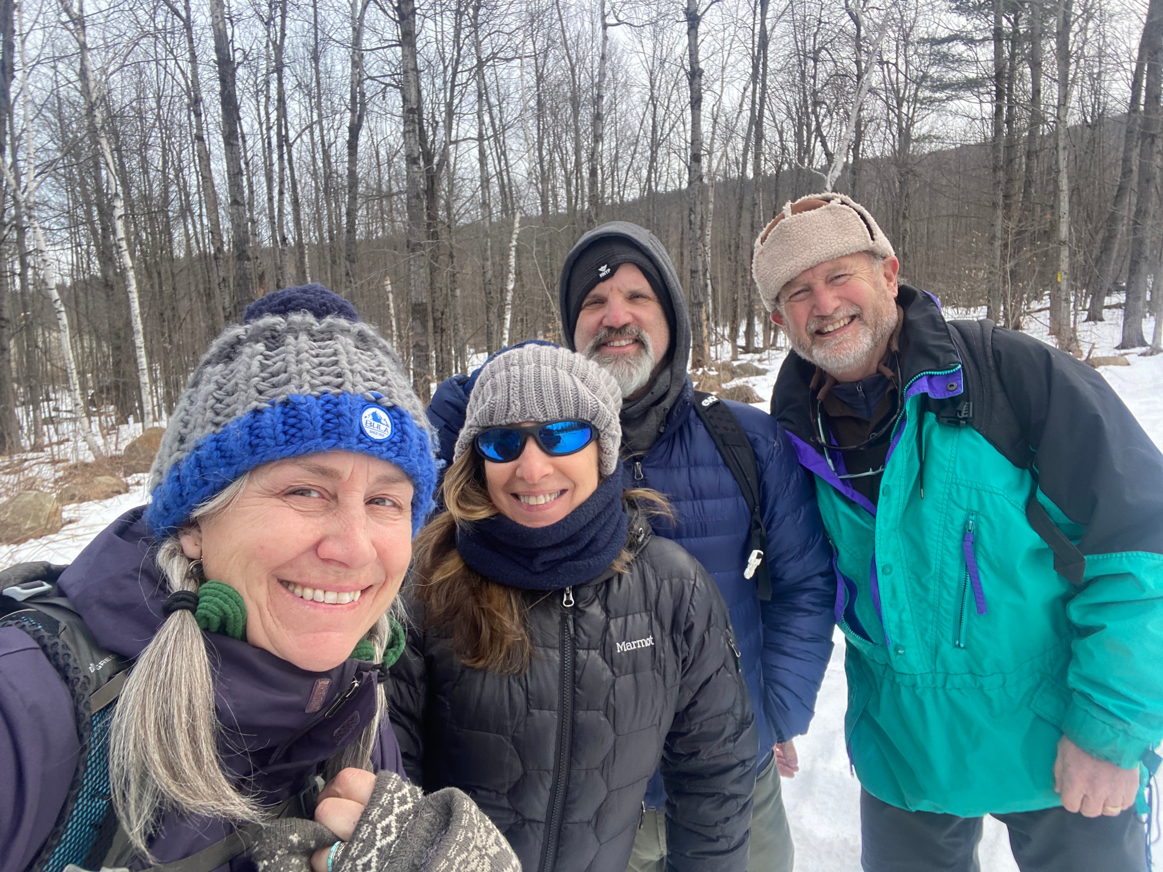 Laura Dunham winter hiking with friends